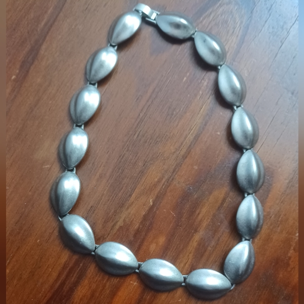 Silvertone Shell Statement Necklace - Picture 2 of 9